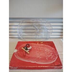 Mikasa Oblong Christmas Plate Holiday Bells Crystal Clear 10-1/4" in Orig Box
